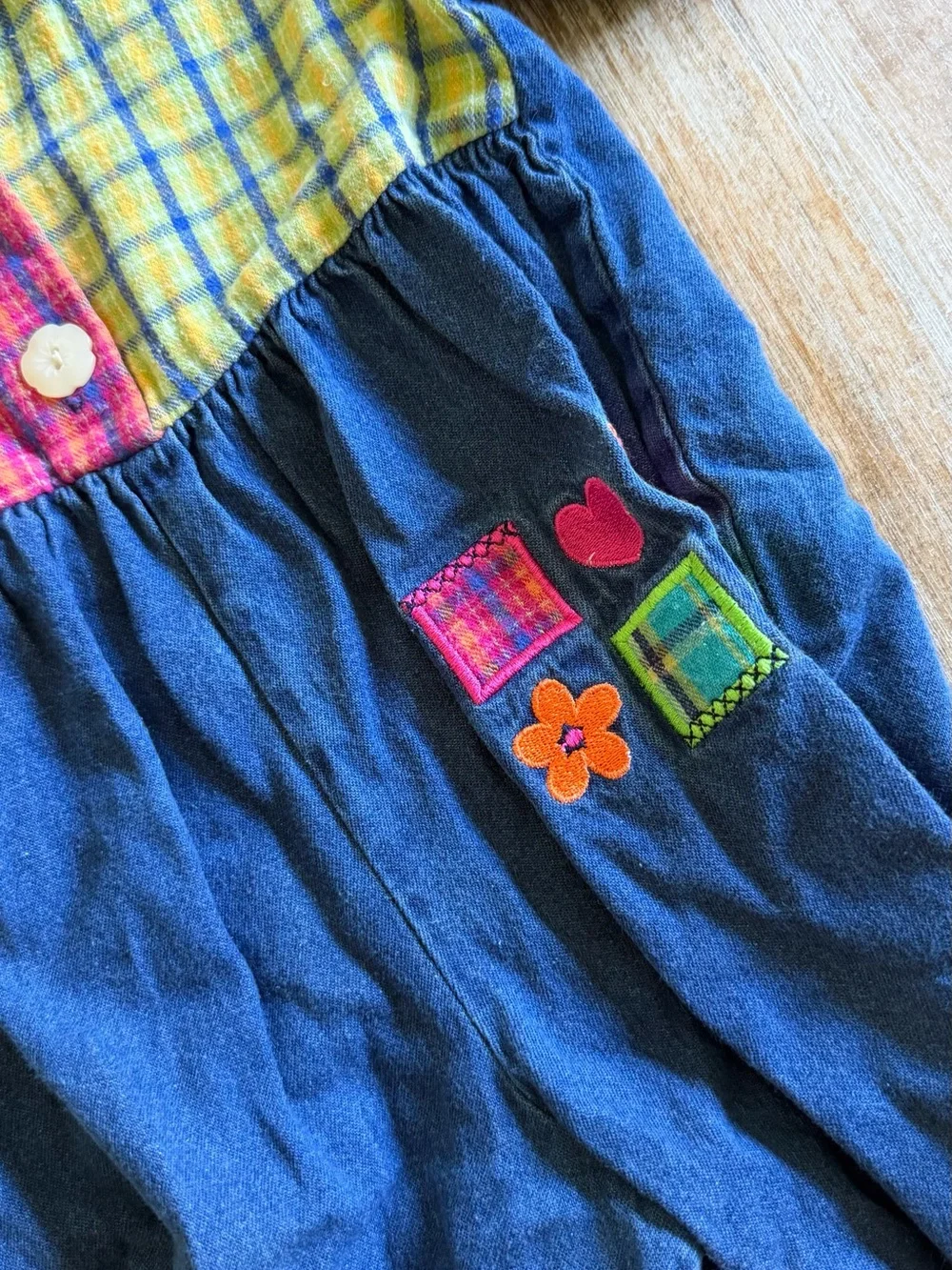 KABOOM Navy Blue Patch Plaid Baby Romper